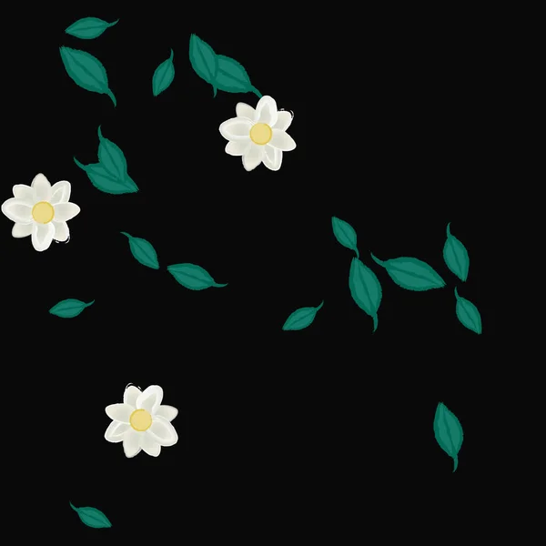 Flores Con Hojas Fondo Sin Costuras Ilustración Vectorial — Vector de stock