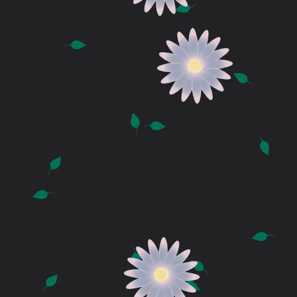 Flores Con Hojas Fondo Sin Costuras Ilustración Vectorial — Vector de stock