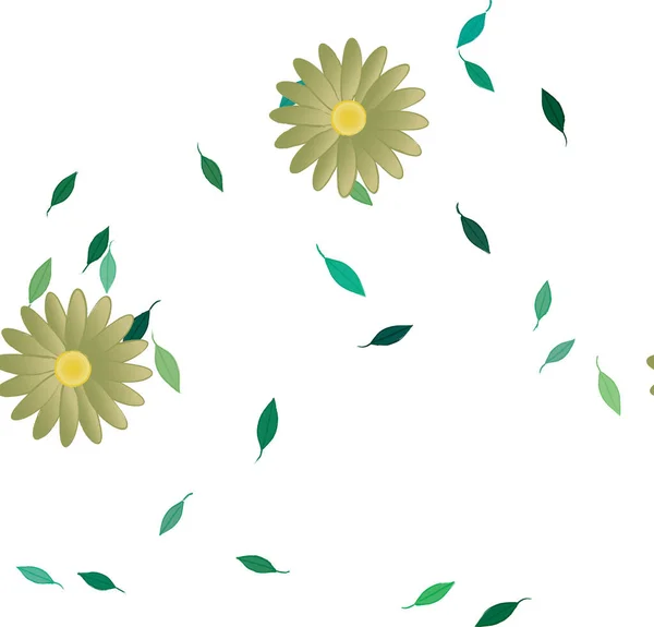 Fleurs Avec Feuilles Fond Sans Couture Illustration Vectorielle — Image vectorielle