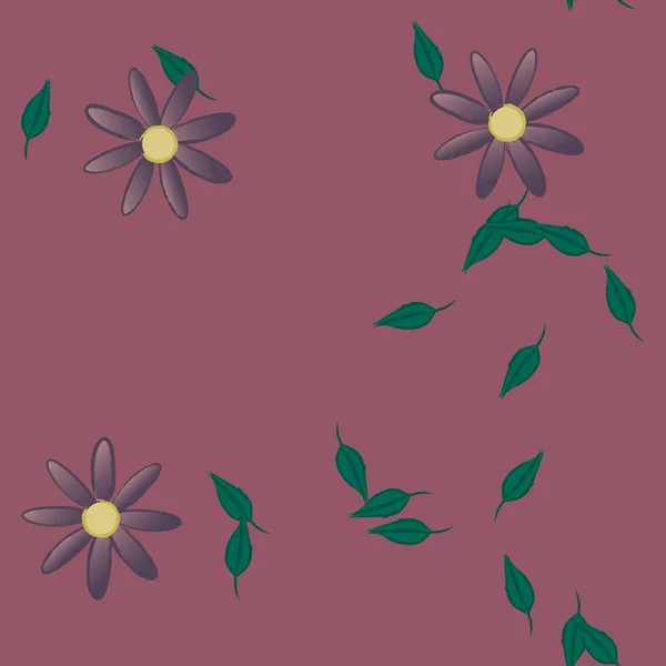 Flores Con Hojas Fondo Sin Costuras Ilustración Vectorial — Archivo Imágenes Vectoriales