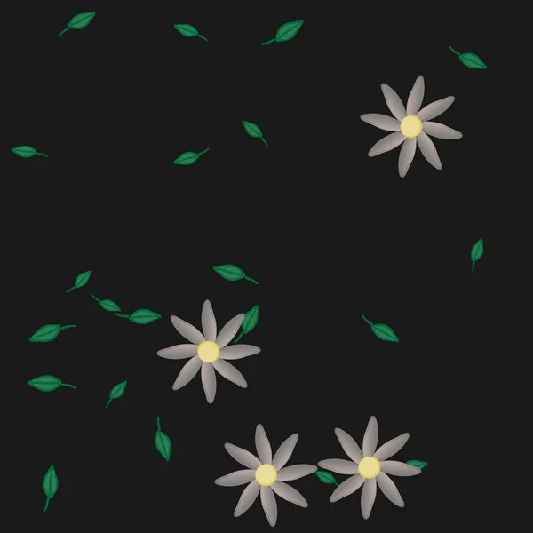 Flores Con Hojas Fondo Sin Costuras Ilustración Vectorial — Vector de stock