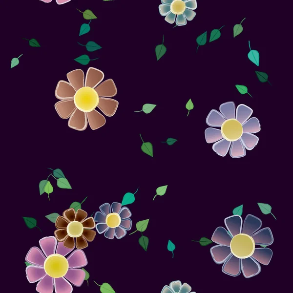 Illustration Vectorielle Pétales Fleurs Été Avec Des Feuilles Fond Sans — Image vectorielle