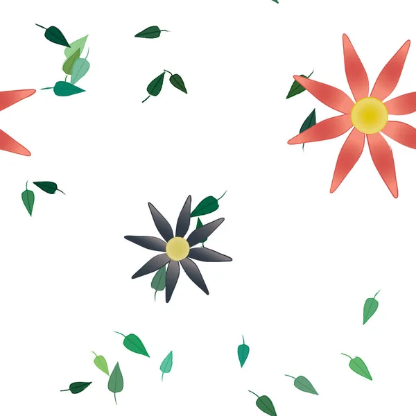 Fleurs Avec Feuilles Fond Sans Couture Illustration Vectorielle — Image vectorielle