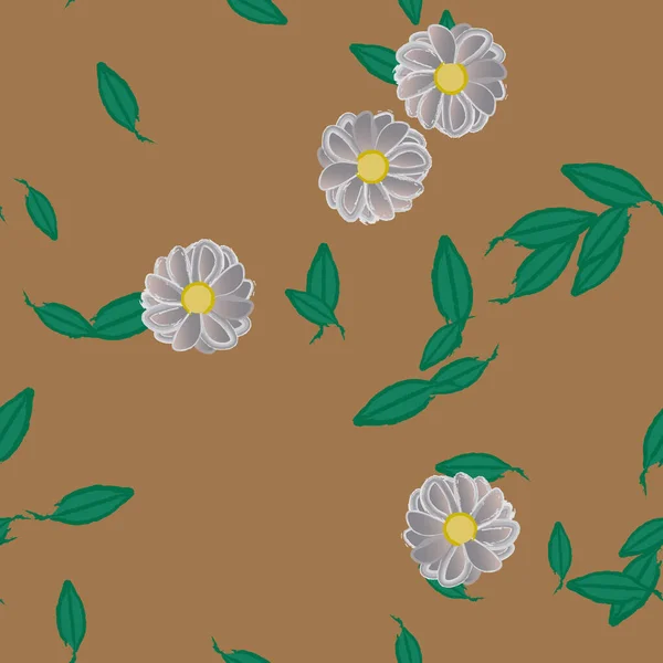 Ilustração Vetorial Pétalas Flores Com Folhas Fundo Floral — Vetor de Stock