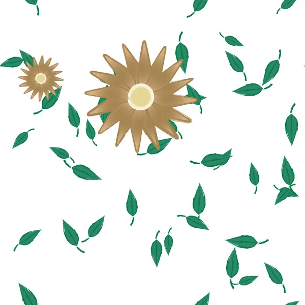 Flores Con Hojas Fondo Sin Costuras Ilustración Vectorial — Vector de stock