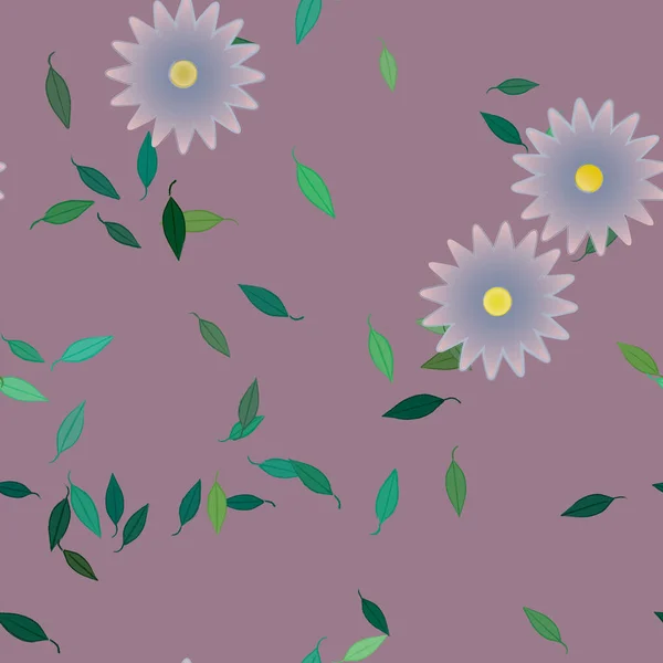 Fleurs Avec Feuilles Fond Sans Couture Illustration Vectorielle — Image vectorielle