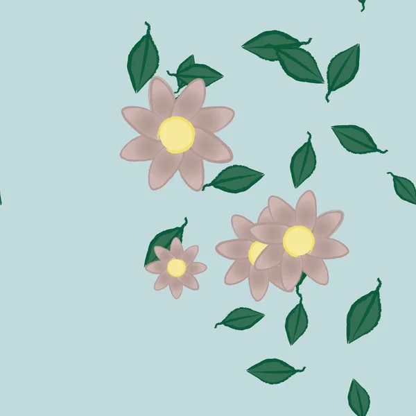 Flores Con Hojas Fondo Sin Costuras Ilustración Vectorial — Archivo Imágenes Vectoriales