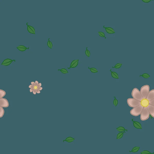 Vector Ilustración Flores Verano Pétalos Con Hojas Fondo Botánico — Archivo Imágenes Vectoriales
