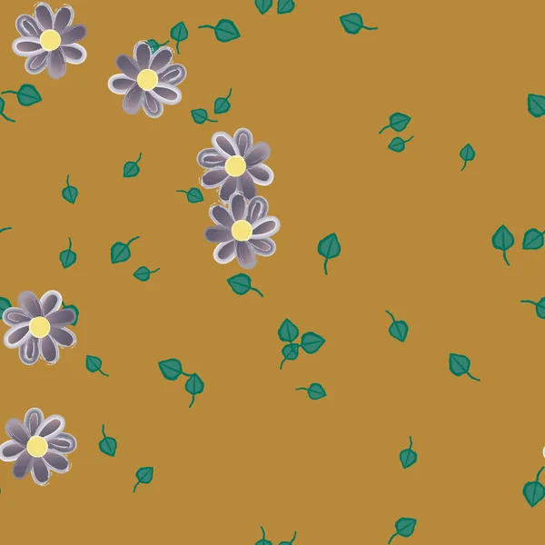 Flores Con Hojas Fondo Sin Costuras Ilustración Vectorial — Vector de stock