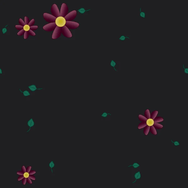 Flores Con Hojas Fondo Sin Costuras Ilustración Vectorial — Vector de stock