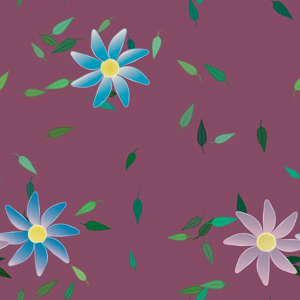 Fleurs Avec Feuilles Fond Sans Couture Illustration Vectorielle — Image vectorielle