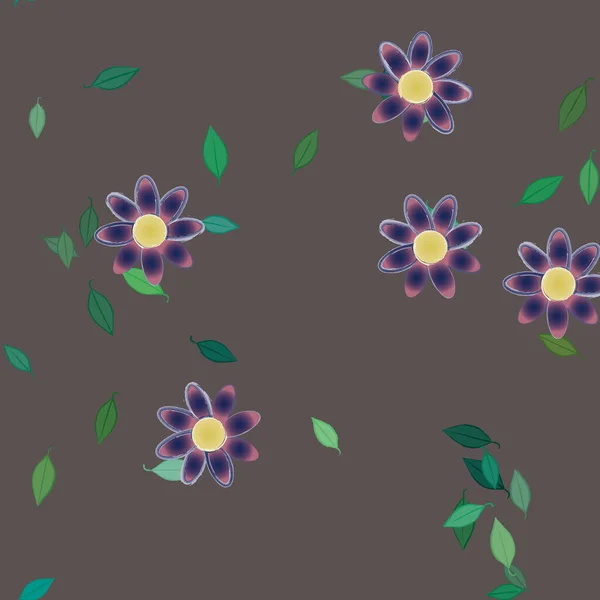 Illustration Vectorielle Pétales Fleurs Été Avec Feuilles Fond Botanique — Image vectorielle