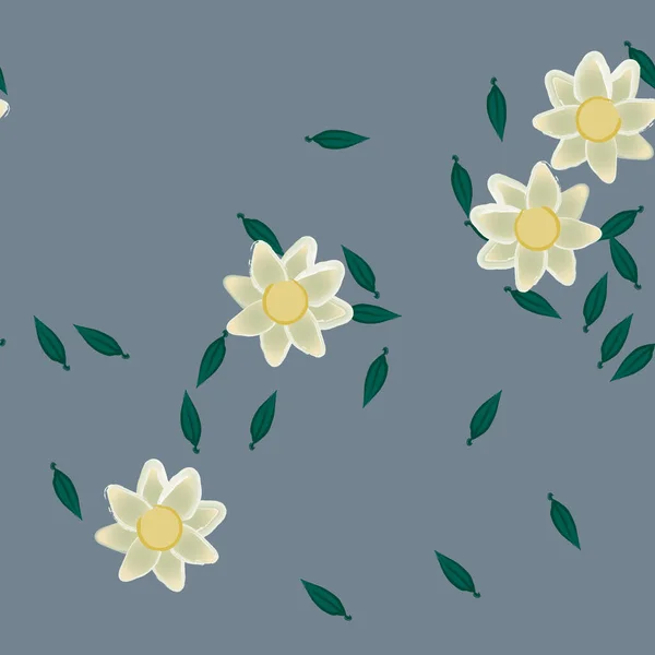 Bloemen Met Bladeren Naadloze Achtergrond Vector Illustratie — Stockvector