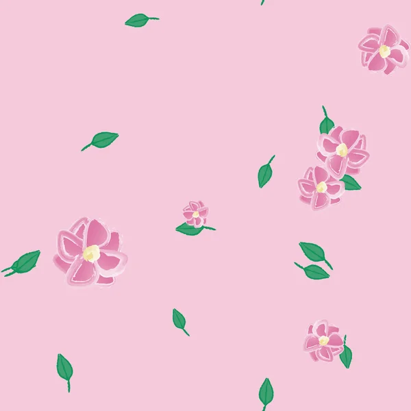 Fleurs Avec Feuilles Fond Sans Couture Illustration Vectorielle — Image vectorielle