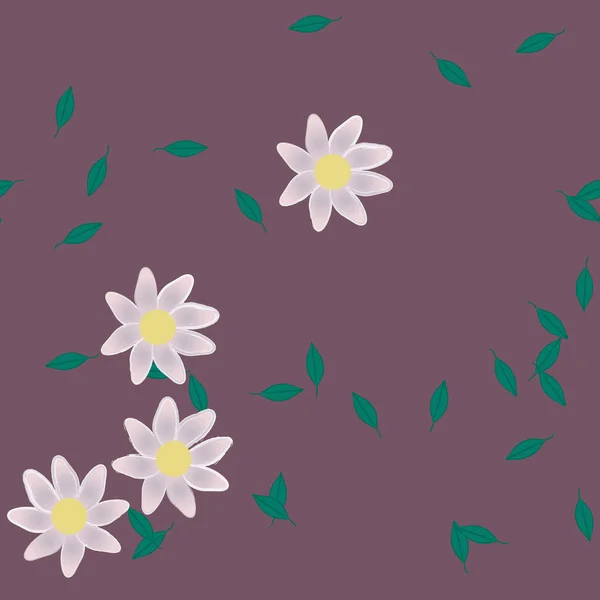 Fleurs Avec Feuilles Fond Sans Couture Illustration Vectorielle — Image vectorielle