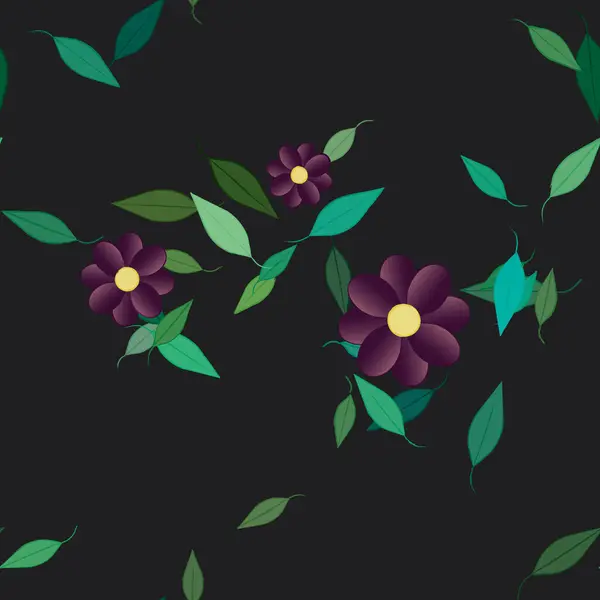 Illustration Vectorielle Pétales Fleurs Été Avec Feuilles Fond Botanique — Image vectorielle