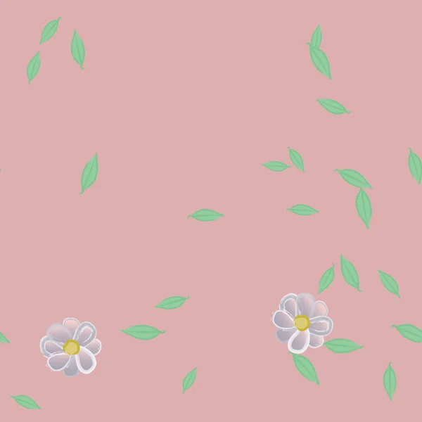 Fleurs Avec Feuilles Fond Sans Couture Illustration Vectorielle — Image vectorielle