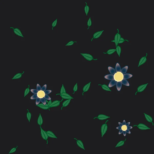 Fleurs Avec Feuilles Fond Sans Couture Illustration Vectorielle — Image vectorielle