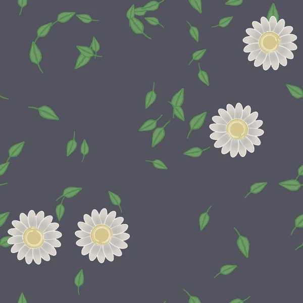 Flores Con Hojas Fondo Sin Costuras Ilustración Vectorial — Vector de stock