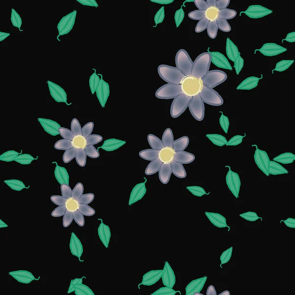 Flores Con Hojas Fondo Sin Costuras Ilustración Vectorial — Vector de stock