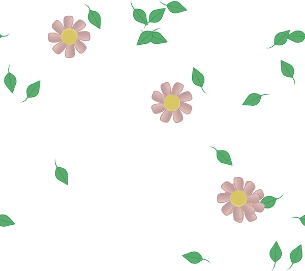 Flowers Leaves Seamless Background Vector Illustration — Stock Vector