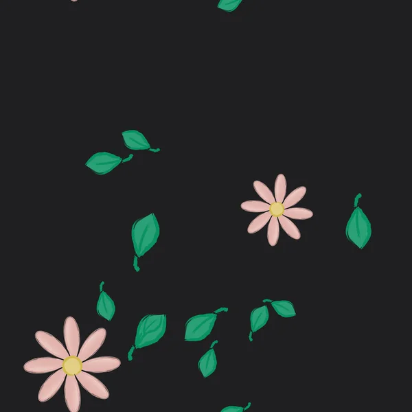 Flores Con Hojas Fondo Sin Costuras Ilustración Vectorial — Vector de stock