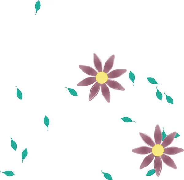 Flores Con Hojas Fondo Sin Costuras Ilustración Vectorial — Vector de stock