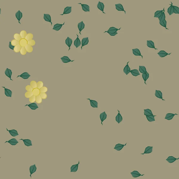 Fleurs Avec Feuilles Fond Sans Couture Illustration Vectorielle — Image vectorielle