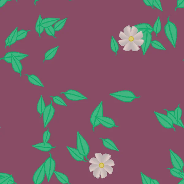 Fleurs Avec Feuilles Fond Sans Couture Illustration Vectorielle — Image vectorielle