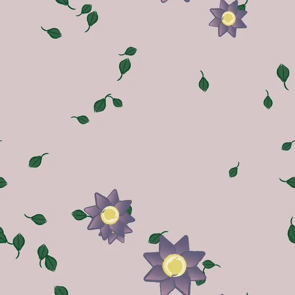 Flores Con Hojas Fondo Sin Costuras Ilustración Vectorial — Archivo Imágenes Vectoriales