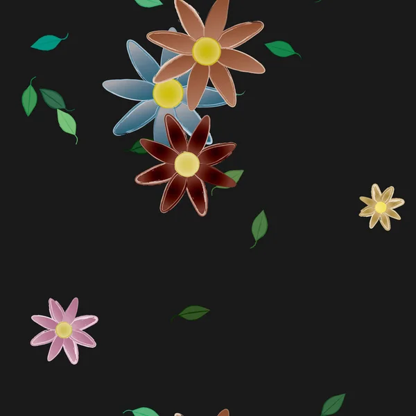 Bloemen Met Bladeren Naadloze Achtergrond Vector Illustratie — Stockvector