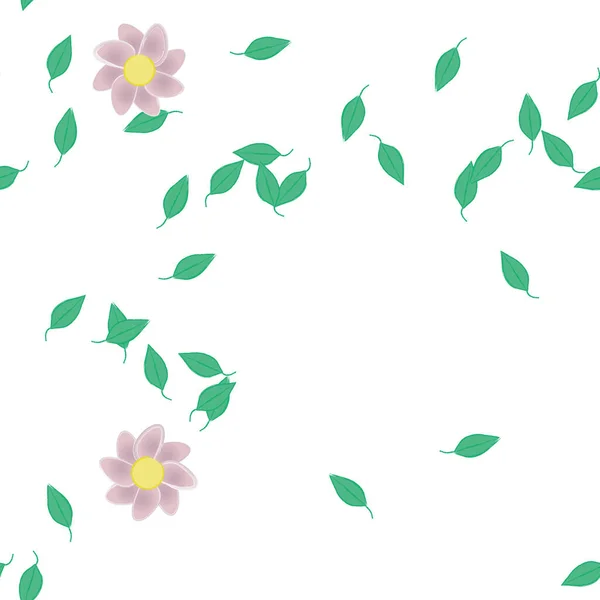 Blumen Mit Blättern Nahtloser Hintergrund Vektorillustration — Stockvektor