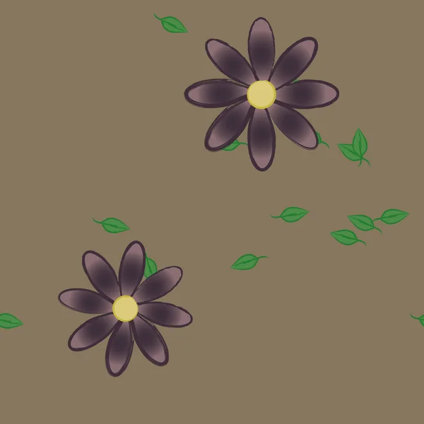 Flores Con Hojas Fondo Sin Costuras Ilustración Vectorial — Vector de stock