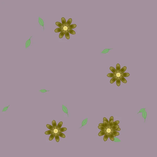 Flores Con Hojas Fondo Sin Costuras Ilustración Vectorial — Archivo Imágenes Vectoriales