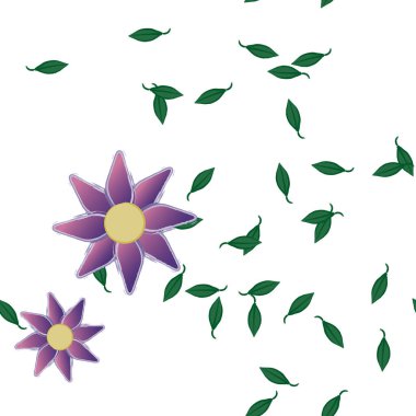 Yapraklı çiçek yapraklarının vektör çizimi, botanik arka plan