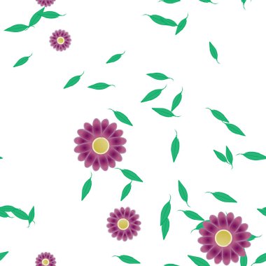 Yapraklı çiçek yapraklarının vektör çizimi, botanik arka plan