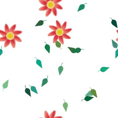 Yapraksız arkaplanı olan çiçek yaprakları, vektör illüstrasyonu