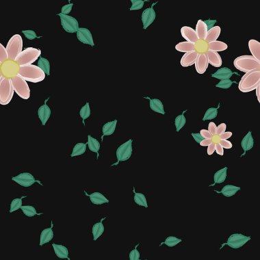 Yapraklı çiçek yapraklarının vektör çizimi, botanik arka plan