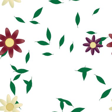 Yapraklı çiçek yapraklarının vektör çizimi, botanik arka plan