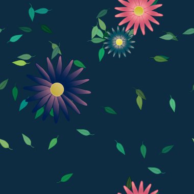 Yapraklı çiçek yapraklarının vektör çizimi, botanik arka plan