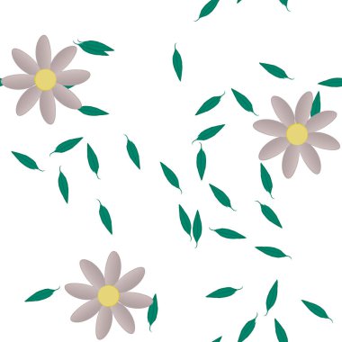 Yapraklı çiçek yapraklarının vektör çizimi, botanik arka plan