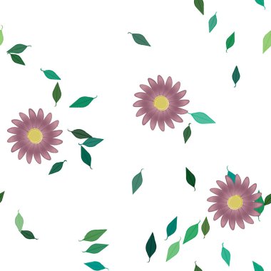 Yapraklı çiçek yapraklarının vektör çizimi, botanik arka plan