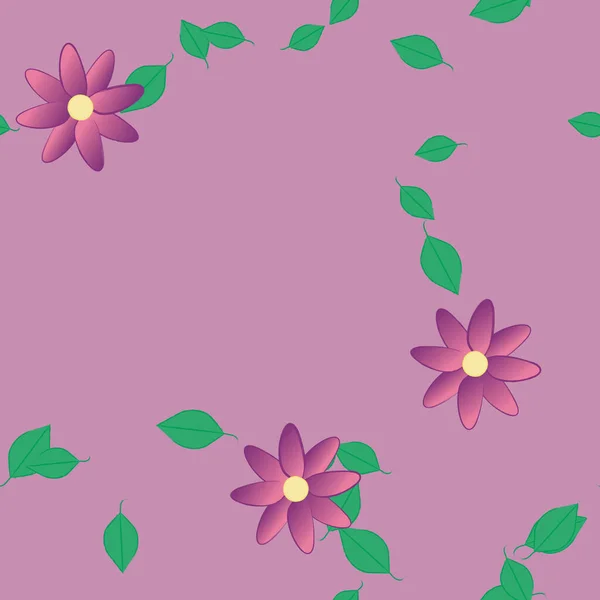 Flores Con Hojas Fondo Sin Costuras Ilustración Vectorial — Vector de stock