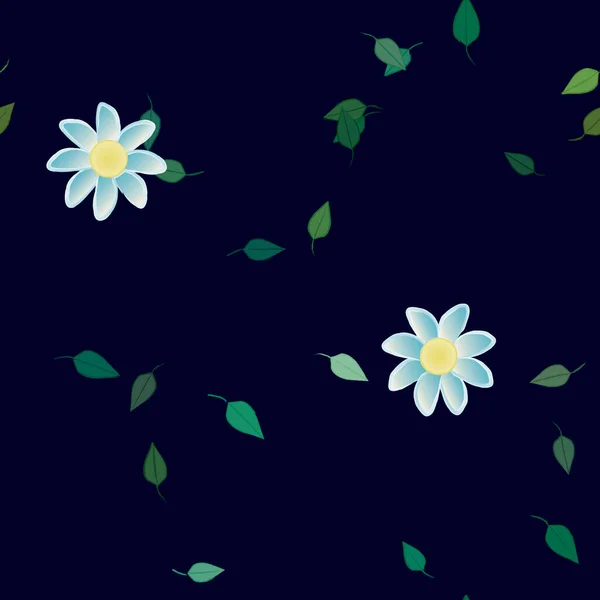 Blumen Mit Blättern Nahtloser Hintergrund Vektorillustration — Stockvektor