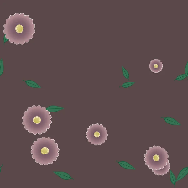 Flores Con Hojas Fondo Sin Costuras Ilustración Vectorial — Vector de stock