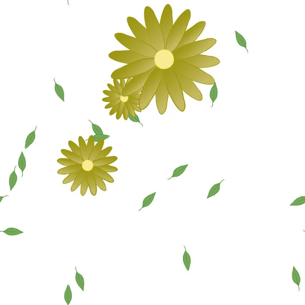 Flores Con Hojas Fondo Sin Costuras Ilustración Vectorial — Vector de stock