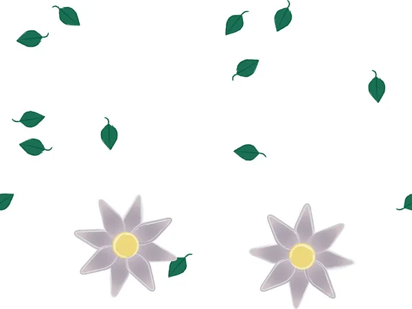 Квіти Листям Безшовний Фон Векторні Ілюстрації — стоковий вектор