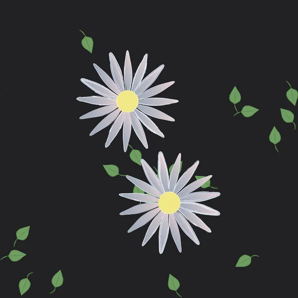 Sommerblumen Blütenblätter Mit Blättern Hintergrund Vektorillustration — Stockvektor