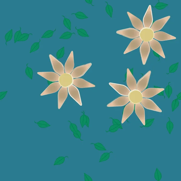 Flores Con Hojas Fondo Sin Costuras Ilustración Vectorial — Archivo Imágenes Vectoriales