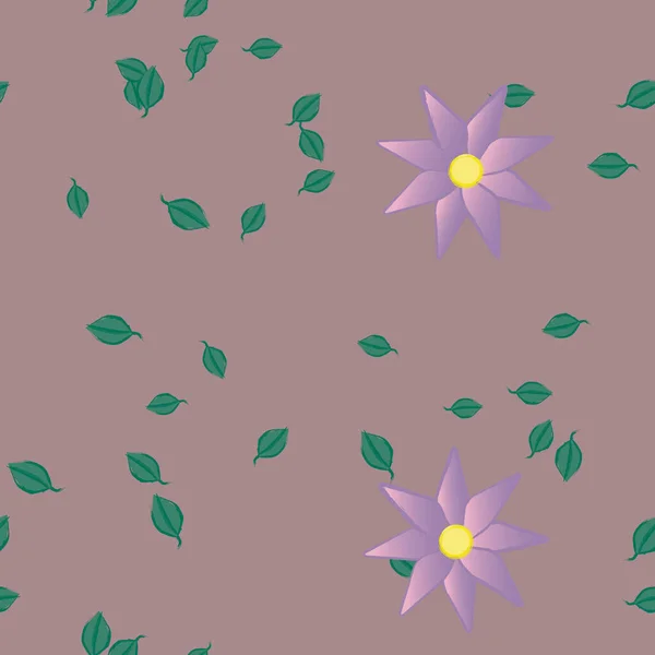 Fleurs Avec Feuilles Fond Sans Couture Illustration Vectorielle — Image vectorielle